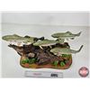 Image 12 : Custom Made Wooden Trout Sculpture on Wood Base