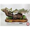 Image 1 : Custom Made Wooden Trout Sculpture on Wood Base