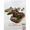 Image 3 : Custom Made Wooden Trout Sculpture on Wood Base