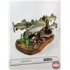 Image 7 : Custom Made Wooden Trout Sculpture on Wood Base