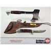 Image 1 : Western Hatchet & Hunting Knife Set c/w Double-Ended Leather Sheath