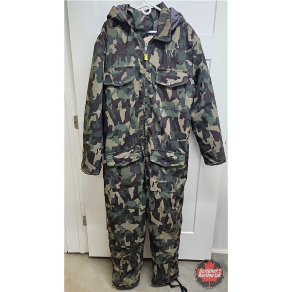 Brush Fire Hooded Camo Hunting Coveralls, Size Large (Used)