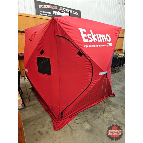 Eskimo QuickFish 3 Pop-Up Ice Fishing Shelter c/w Carry Bag & Ice Anchors