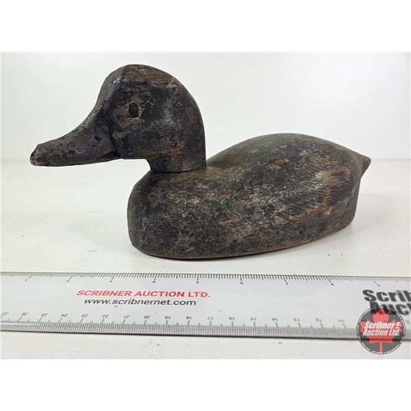 Wooden Duck Decoy (Consignor Tag: Working Blue Bill, Tack Eyes, c. 1920s)