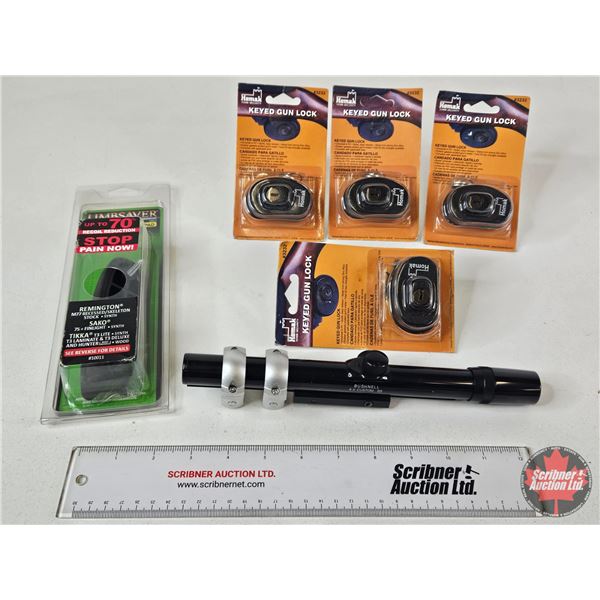 Bushnell 4x Custom .22 Scope, 4 Homak Gun Locks & LimbSaver Recoil Pad