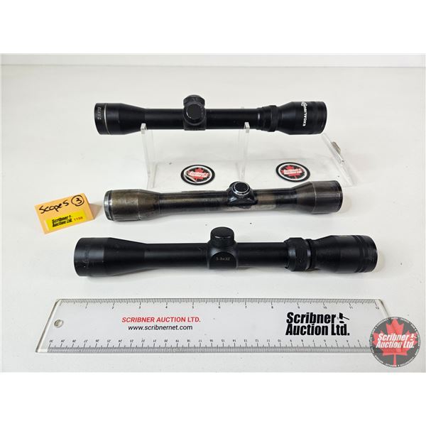 (3) Scopes : Beeman 3-9x32, TELL 4x & Excalibur Drop Zone 2.5x32