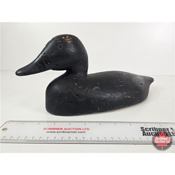 Wooden Duck Decoy - Black with Tack Eyes