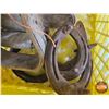 Image 4 : 3 Horse Collars, Assorted Stirrups, Horseshoes & 2 Wooden Pulleys