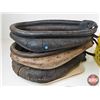 Image 6 : 3 Horse Collars, Assorted Stirrups, Horseshoes & 2 Wooden Pulleys