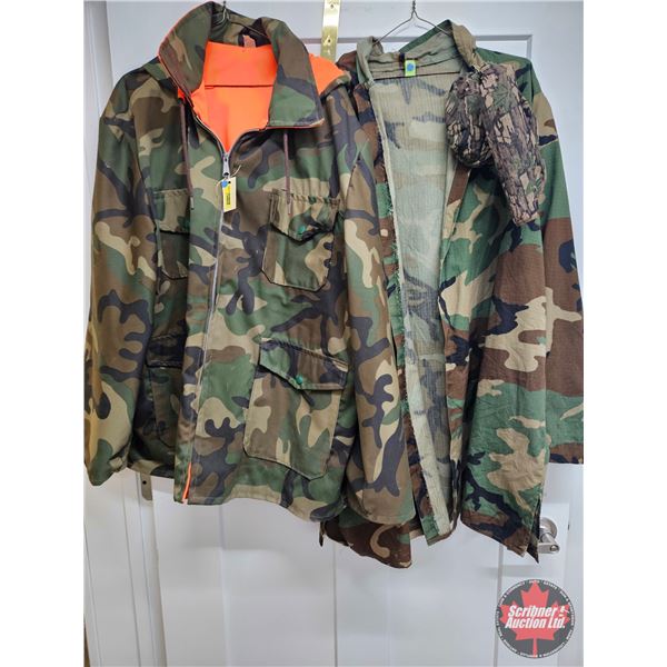 2 Camo Hunting Jackets c/w Camo Cap & Mesh Face Veil (Used)