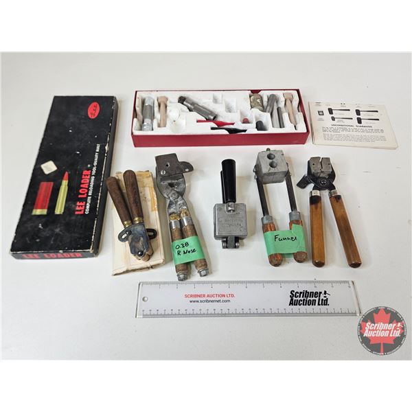 Assorted Bullet & Casting Moulds c/w Lee Loader Shotgun Shell Reloading Kit