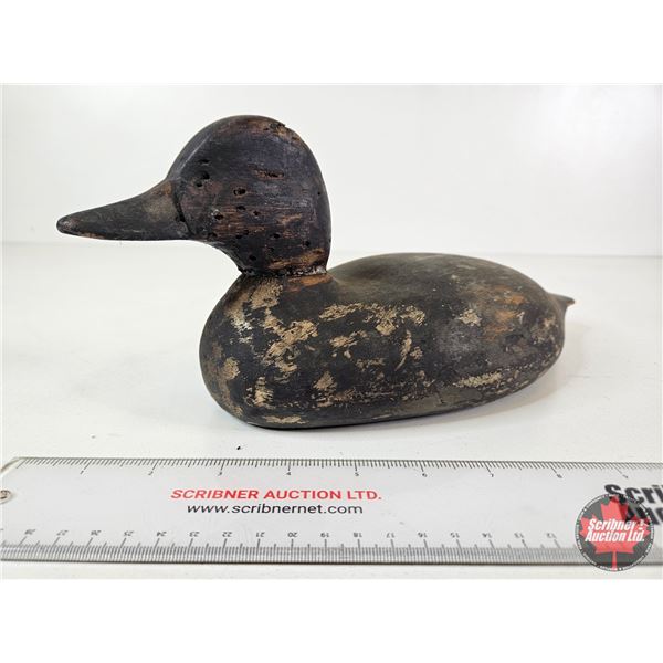 Wooden Duck Decoy : Working Bluebill Drake (Consignor Tag: c.1930)