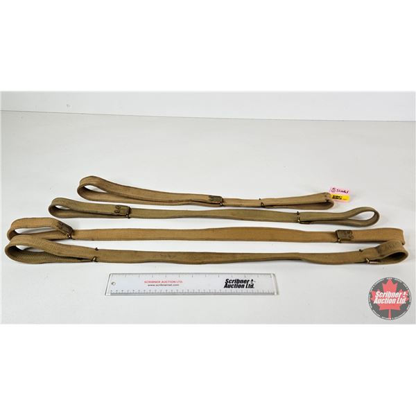 (3) Military Web Rifle Slings : Khaki : Brass Fittings