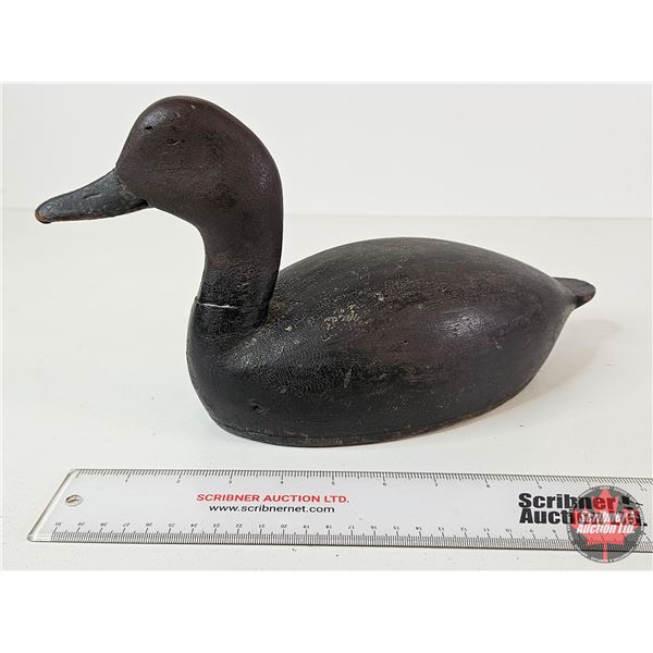 Wooden Duck Decoy (Consignor Tag: Black Duck : Bob Burke : 1985 : Ontario)