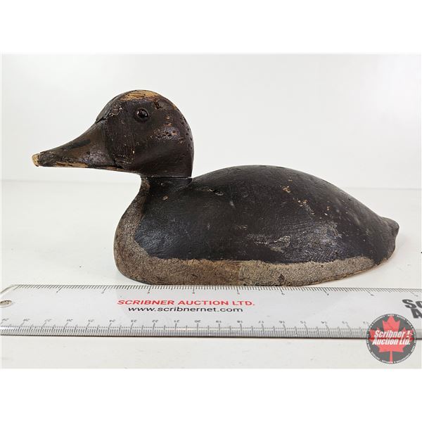 Wooden Duck Decoy (Consignor Tag: Working Red Head Drake : 1940 : Found in Lake St. Peter)