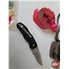 Image 7 : Assorted Sporting Goods : 2 Binoculars : 2 Folding Knives : Gun Digest : Coleman Parts