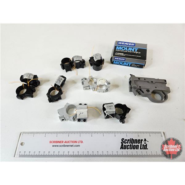 Assorted Scope Rings : Black & Silver Finish : c/w Weaver Box