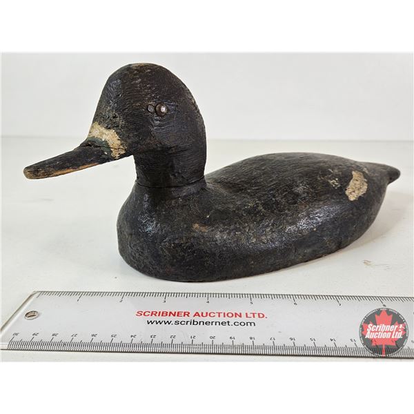 Wooden Duck Decoy (Consignor Tag: 1920s Working Blue Bill Drake : Tack Eyes)
