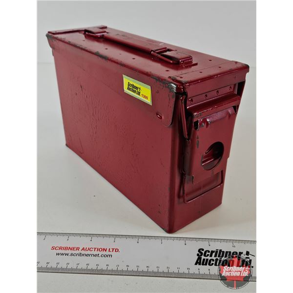 Metal Ammo Storage Box : Red : Hinged Lid & Carry Handle