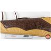 Image 3 : Soft Gun Case : Tan & Brown : Floral Tooled-Style Panels : Fleece Lined