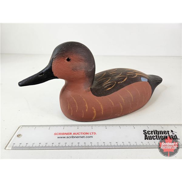 Wooden Duck Decoy : Cinnamon Teal Male : T. Walker : 2010