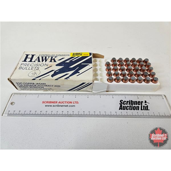 Hawk Precision Bullets : .458 Diameter : 400 Gr Flat Point : Partial Box Marked 34