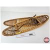 Image 1 : Pair Wooden Snowshoes : Rawhide Webbing : Leather Bindings