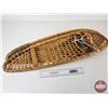 Image 3 : Pair Wooden Snowshoes : Rawhide Webbing : Leather Bindings