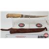 Image 1 : J. Marttiini Fillet Knife : Finland : Wooden Handle : c/w Leather Sheath