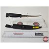 Image 1 : Centurion Fillet Knife : Black Textured Handle : c/w Sheath & Built-In Sharpener