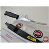 Image 2 : Centurion Fillet Knife : Black Textured Handle : c/w Sheath & Built-In Sharpener