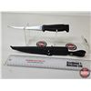 Image 4 : Centurion Fillet Knife : Black Textured Handle : c/w Sheath & Built-In Sharpener
