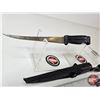 Image 5 : Centurion Fillet Knife : Black Textured Handle : c/w Sheath & Built-In Sharpener