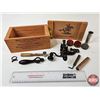 Image 1 : Vintage Shotshell Reloading Tools : c/w Winchester Western Wooden Box & Dominion Primer Tins