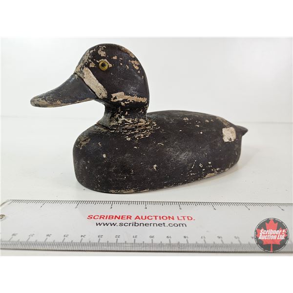 Wooden Duck Decoy (Consignor Tag: Blue Bill Hen Working Decoy : 1940s)