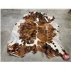 Image 4 : Hair On Cowhide Rug : Brindle Brown & White : Approx. 79 x 66 Inches