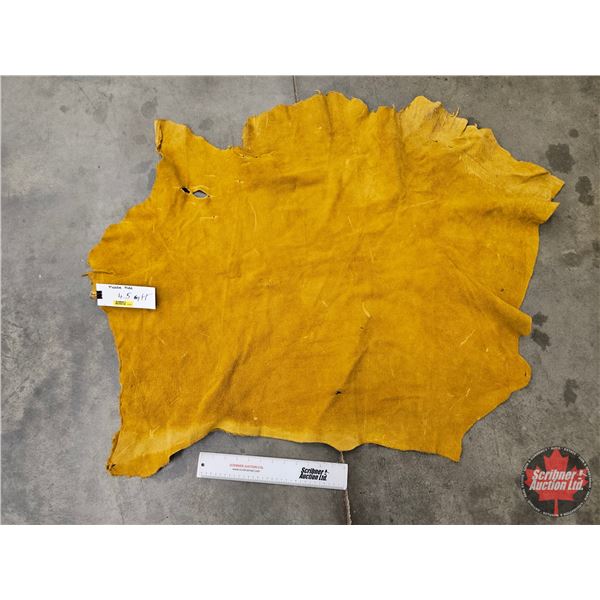 Tanned Moose Hide Piece : Golden Yellow : Approx. 42 x 35 Inches