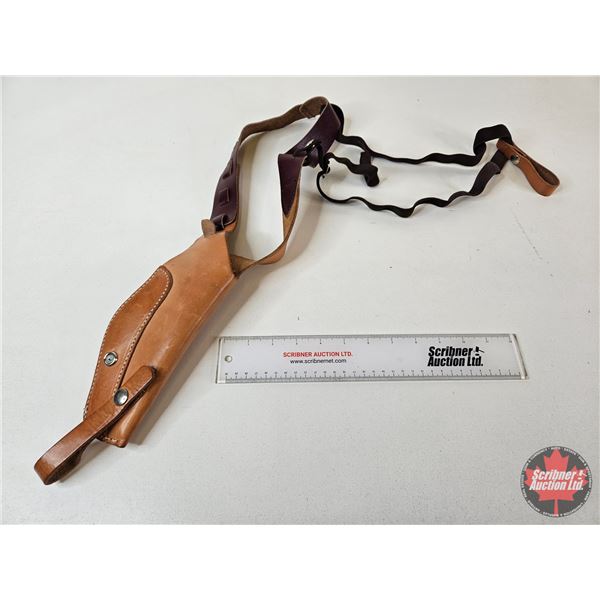 Leather Shoulder Holster : Tan & Burgundy : c/w Harness