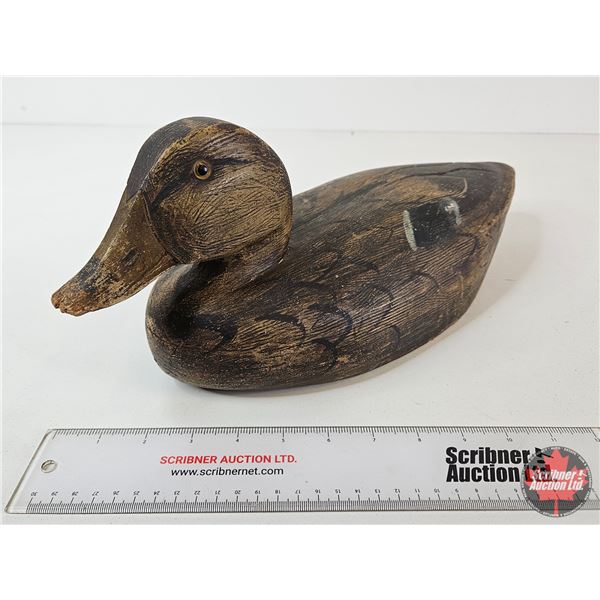 Wooden Duck Decoy (Consignor Tag: Mallard Hen Working Decoy : Ken Anger : 1905–1961)