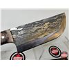 Image 3 : Cleaver Knife (Consignor Tag: Damascus Cleaver : 7 in. Blade : Micarta Handle : Leather + Cowhide Sh