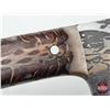 Image 4 : Cleaver Knife (Consignor Tag: Damascus Cleaver : 7 in. Blade : Micarta Handle : Leather + Cowhide Sh