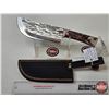 Image 5 : Cleaver Knife (Consignor Tag: Damascus Cleaver : 7 in. Blade : Micarta Handle : Leather + Cowhide Sh