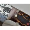 Image 7 : Cleaver Knife (Consignor Tag: Damascus Cleaver : 7 in. Blade : Micarta Handle : Leather + Cowhide Sh