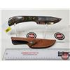 Image 1 : FerRustique Skinner Knife : Patterned Handle : c/w Leather Sheath