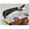 Image 2 : FerRustique Skinner Knife : Brown & Black Patterned Handle : c/w Leather Sheath