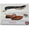 Image 1 : FerRustique Skinner Knife : Multicoloured Textured Handle : c/w Leather Sheath