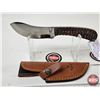 Image 4 : FerRustique Skinner Knife : Multicoloured Textured Handle : c/w Leather Sheath