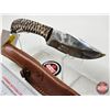 Image 3 : FerRustique Skinner Knife : Black & Tan Textured Handle : c/w Leather Sheath