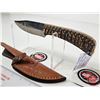 Image 5 : FerRustique Skinner Knife : Black & Tan Textured Handle : c/w Leather Sheath