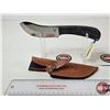 Image 4 : FerRustique Skinner Knife : Brown & Black Patterned Handle : c/w Leather Sheath